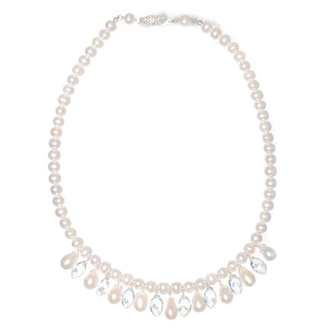 Pearl Necklace with Dangling Gems